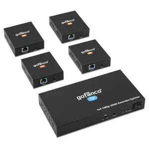 1080p 1x4 HDMI Extender Splitter Over CAT5e/6/7 Ethernet Cable - Up to 165ft (50m), HDMI Local Loopout, PoC, EDID, IR Extension, 5.1/7.1ch Audio, Mountable, 1 in 4 Out (HDExt4P-Pro, v2.0) 1080p 1x4 HDMI Extender Splitter Over CAT5e/6/7 Ethernet Cable - Up to 165ft (50m), HDMI Local Loopout, PoC, EDID, IR Extension, 5.1/7.1ch Audio, Mountable, 1 in 4 Out (HDExt4P-Pro, v2.0)