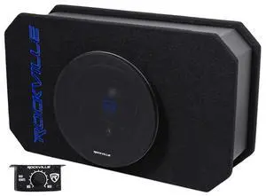 RMW8A 800W 8" Powered Truck Subwoofer, Class-D Amp, 4 Ohm, Slim Ported Enclosure, Remote Bass Control, Durable MDF with Grill, for Car Audio RMW8A 800W 8" Powered Truck Subwoofer, Class-D Amp, 4 Ohm, Slim Ported Enclosure, Remote Bass Control, Durable MDF with Grill, for Car Audio