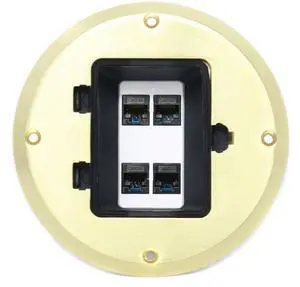 4 Port Cat5e Ethernet Floor Box - Gold 4 Port Cat5e Ethernet Floor Box - Gold