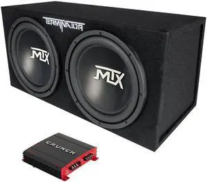 2 Channel 1000 Watt Amp Car Audio Stereo Amplifier and MTX 12 Inch 1200 Watt Car Audio Dual Loaded Subwoofer Box Enclosure (2 Pack) 2 Channel 1000 Watt Amp Car Audio Stereo Amplifier and MTX 12 Inch 1200 Watt Car Audio Dual Loaded Subwoofer Box Enclosure (2 Pack)