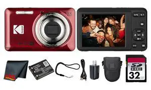 PIXPRO FZ55 Digital Camera (Red) | 16MP Sensor, 5X Optical Zoom, 28mm Wide-Angle Lens & Full HD Video | Great for Travel & Beginner Photography (FZ55RD) + 32GB Card + Case + Cleaning Cloth PIXPRO FZ55 Digital Camera (Red) | 16MP Sensor, 5X Optical Zoom, 28mm Wide-Angle Lens & Full HD Video | Great for Travel & Beginner Photography (FZ55RD) + 32GB Card + Case + Cleaning Cloth