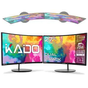 Dual Monitor 2-Pack 27" Curved 1500R 1920x1080 75Hz Computer Monitor | Dual Monitor Setup HDMI Office Gaming Hybrid, VESA Wall Mount Arm Mount Built-in Speakers, Panoramic Display Multi-tasking Dual Monitor 2-Pack 27" Curved 1500R 1920x1080 75Hz Computer Monitor | Dual Monitor Setup HDMI Office Gaming Hybrid, VESA Wall Mount Arm Mount Built-in Speakers, Panoramic Display Multi-tasking