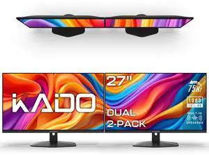 2-Pack Dual 27" Flat Screen 1920x1080 75Hz FHD Computer Monitor | Dual Monitor Setup HDMI Office Gaming Hybrid, VESA Wall Mount Arm Mount Built-in Speakers, Panoramic Display Multi-tasking 2-Pack Dual 27" Flat Screen 1920x1080 75Hz FHD Computer Monitor | Dual Monitor Setup HDMI Office Gaming Hybrid, VESA Wall Mount Arm Mount Built-in Speakers, Panoramic Display Multi-tasking