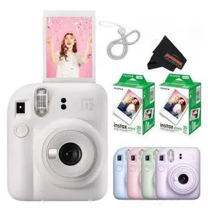 Instax Mini 12 Instant Camera (Clay White w/ 2X Twin Packs) Instax Mini 12 Instant Camera (Clay White w/ 2X Twin Packs)