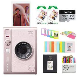 INSTAX MINI EVO Hybrid Instant Camera | Gentle Rose Bundle with Instax Mini Film | 20 Exposures + 64GB Micro SD Card + Mini Album, Borders, Stickers & Clips + Cleaning Cloth (5 Items) INSTAX MINI EVO Hybrid Instant Camera | Gentle Rose Bundle with Instax Mini Film | 20 Exposures + 64GB Micro SD Card + Mini Album, Borders, Stickers & Clips + Cleaning Cloth (5 Items)