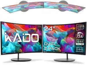 Dual Monitor 2-Pack 24" Curved 1500R 1920x1080 75Hz Computer Monitor | Dual Monitor Setup HDMI Office Gaming Hybrid, VESA Wall Mount Arm Mount Built-in Speakers, Panoramic Display Multi-tasking Dual Monitor 2-Pack 24" Curved 1500R 1920x1080 75Hz Computer Monitor | Dual Monitor Setup HDMI Office Gaming Hybrid, VESA Wall Mount Arm Mount Built-in Speakers, Panoramic Display Multi-tasking