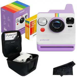 Polaroid Now 3rd Generation i-Type Instant Film Camera with 16 Color Film Photos, Purple, with Signature Series Case Bundle Polaroid Now 3rd Generation i-Type Instant Film Camera with 16 Color Film Photos, Purple, with Signature Series Case Bundle