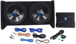 RV12.2B 1200W Dual 12" Car Subwoofer Enclosure, 400W RMS, Mono Amp, CEA-2006 Compliant, Subsonic Filter, Amp Kit, for Car Audio Systems RV12.2B 1200W Dual 12" Car Subwoofer Enclosure, 400W RMS, Mono Amp, CEA-2006 Compliant, Subsonic Filter, Amp Kit, for Car Audio Systems