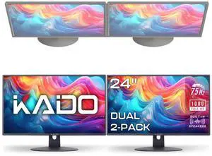 2-Pack Dual 24" Flat Screen 1920x1080 75Hz FHD Computer Monitor | Dual Monitor Setup HDMI Office Gaming Hybrid, VESA Wall Mount Arm Mount Built-in Speakers, Panoramic Display Multi-tasking 2-Pack Dual 24" Flat Screen 1920x1080 75Hz FHD Computer Monitor | Dual Monitor Setup HDMI Office Gaming Hybrid, VESA Wall Mount Arm Mount Built-in Speakers, Panoramic Display Multi-tasking