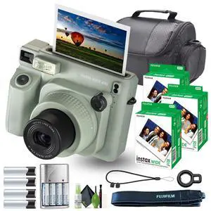 Instax Wide 400 Instant Film Camera Bundle with Fuji Instax Wide Instant Film Color Print (60 Sheets) + Travel Bag + Rechargeable Batteries with Charger and Lens Cleaning Kit Instax Wide 400 Instant Film Camera Bundle with Fuji Instax Wide Instant Film Color Print (60 Sheets) + Travel Bag + Rechargeable Batteries with Charger and Lens Cleaning Kit
