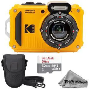 Kodak PIXPRO WPZ2 Waterproof, Shockproof & Dustproof Camera (Yellow) 16MP 4X Optical Zoom, Full HD Video + 32GB Memory Card, Camera Case & Microfiber Cloth Kodak PIXPRO WPZ2 Waterproof, Shockproof & Dustproof Camera (Yellow) 16MP 4X Optical Zoom, Full HD Video + 32GB Memory Card, Camera Case & Microfiber Cloth