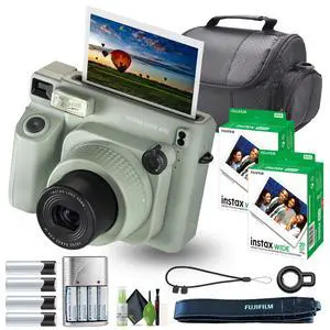 Instax Wide 400 Instant Film Camera Bundle with Fuji Instax Wide Instant Film Color Print (40 Sheets) + Travel Bag + Rechargeable Batteries with Charger and Lens Cleaning Kit Instax Wide 400 Instant Film Camera Bundle with Fuji Instax Wide Instant Film Color Print (40 Sheets) + Travel Bag + Rechargeable Batteries with Charger and Lens Cleaning Kit
