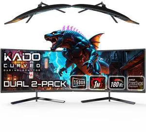 24" Class Dual Gaming Monitor Setup - 2-Pack 24" Curved 1500R 180Hz 1ms 1920x1080 Computer Monitor, Parallel Gaming AMD FreeSync Premium Panoramic, VESA Mount HDMI DisplayPort Built-in Speakers 24" Class Dual Gaming Monitor Setup - 2-Pack 24" Curved 1500R 180Hz 1ms 1920x1080 Computer Monitor, Parallel Gaming AMD FreeSync Premium Panoramic, VESA Mount HDMI DisplayPort Built-in Speakers