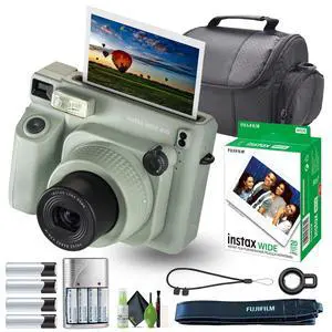 Instax Wide 400 Instant Film Camera Bundle with Fuji Instax Wide Instant Film Color Print (20 Sheets) + Travel Bag + Rechargeable Batteries with Charger and Lens Cleaning Kit Instax Wide 400 Instant Film Camera Bundle with Fuji Instax Wide Instant Film Color Print (20 Sheets) + Travel Bag + Rechargeable Batteries with Charger and Lens Cleaning Kit