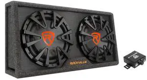 RG212CA 2000W Dual 12" Powered Car Subwoofer Enclosure, 4-Ohm, Slim Vented, Built-in Amplifier, Black RG212CA 2000W Dual 12" Powered Car Subwoofer Enclosure, 4-Ohm, Slim Vented, Built-in Amplifier, Black