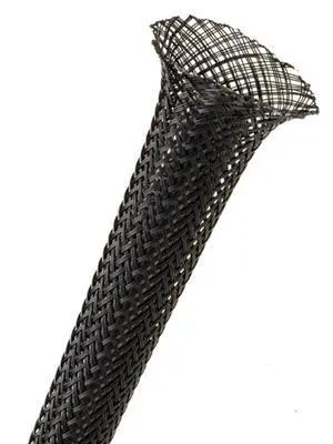 1.5" PET Expandable Braided Sleeving - Color: Black - Length: 200FT 1.5" PET Expandable Braided Sleeving - Color: Black - Length: 200FT