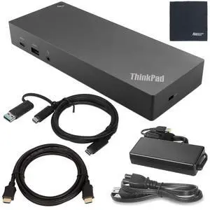 Lenovo ThinkPad Hybrid USB-C Dock US (40AF0135US) with USB Type-A Adapter + ZoomSpeed HDMI Cable (with Ethernet) + Starter Bundle Lenovo ThinkPad Hybrid USB-C Dock US (40AF0135US) with USB Type-A Adapter + ZoomSpeed HDMI Cable (with Ethernet) + Starter Bundle