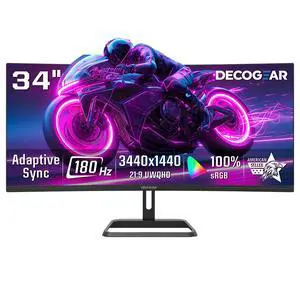 34 Inch Curved Gaming Monitor, 180Hz UWQHD 3440x1440 21:9 VA Display, 1ms MPRT, Adaptive Sync, 1500R, HDR Ready, 100% sRGB, Dual HDMI, DisplayPort 1.4, VESA Mount, Office & Workspace Setup 34 Inch Curved Gaming Monitor, 180Hz UWQHD 3440x1440 21:9 VA Display, 1ms MPRT, Adaptive Sync, 1500R, HDR Ready, 100% sRGB, Dual HDMI, DisplayPort 1.4, VESA Mount, Office & Workspace Setup