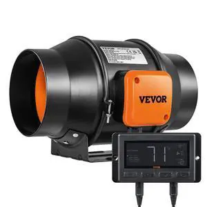 Inline Duct Fan, 6-Inch 402 CFM with Temperature Humidity Controller, Quiet EC-Motor Ventilation Exhaust Fan for Cooling Booster, Grow Tents, Hydroponics Inline Duct Fan, 6-Inch 402 CFM with Temperature Humidity Controller, Quiet EC-Motor Ventilation Exhaust Fan for Cooling Booster, Grow Tents, Hydroponics