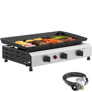 3 Burner Gas Griddle- 23.3 Inch Outdoor Propane Griddle-30000 BTU Propane Fuelled, Portable Flat Top Gas Grill Camping Griddle Station for Kitchen, BBQ, Camping Tailgating 3 Burner Gas Griddle- 23.3 Inch Outdoor Propane Griddle-30000 BTU Propane Fuelled, Portable Flat Top Gas Grill Camping Griddle Station for Kitchen, BBQ, Camping Tailgating