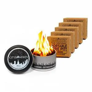City Bonfires Portable Fire Pit - Mini Fire Pit, Table Top Firepit, No Wood, No Embers, 3-5 Hours of Burn Time - Food Safe for Smores - Lightweight, Emergency Heat, Camping Stove (5-Pack) City Bonfires Portable Fire Pit - Mini Fire Pit, Table Top Firepit, No Wood, No Embers, 3-5 Hours of Burn Time - Food Safe for Smores - Lightweight, Emergency Heat, Camping Stove (5-Pack)