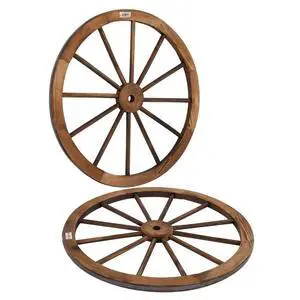 30" Decorative Wooden Wheel (Set of 2), Vintage Old Western Style Wall Hanging Wood Wagon Wheel for Bar, Garage, Patio, Carbonized Solid Fir Wood 30" Decorative Wooden Wheel (Set of 2), Vintage Old Western Style Wall Hanging Wood Wagon Wheel for Bar, Garage, Patio, Carbonized Solid Fir Wood