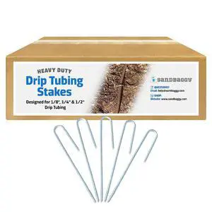 Sandba Drip Tubing Stakes, 1000 Pack 5 Inch 14 Gauge Galvanized Steel Drip Irrigation Stakes, Garden Stakes and Landscape Pins for 1/8 Inch and 1/4 Inch Drip Line Tubing Sandba Drip Tubing Stakes, 1000 Pack 5 Inch 14 Gauge Galvanized Steel Drip Irrigation Stakes, Garden Stakes and Landscape Pins for 1/8 Inch and 1/4 Inch Drip Line Tubing