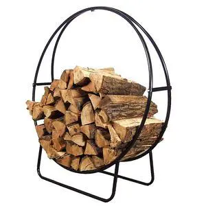 Sunnydaze 24-Inch Outdoor Firewood Rack Hoop - Indoor Round Tubular Steel Fireplace Wood Holder - 300-lb Capacity Sunnydaze 24-Inch Outdoor Firewood Rack Hoop - Indoor Round Tubular Steel Fireplace Wood Holder - 300-lb Capacity