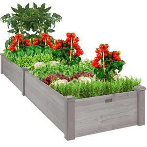 8x2ft Outdoor Wooden Raised Garden Bed Planter for Vegetables, Grass, Lawn, Yard - Gray 8x2ft Outdoor Wooden Raised Garden Bed Planter for Vegetables, Grass, Lawn, Yard - Gray
