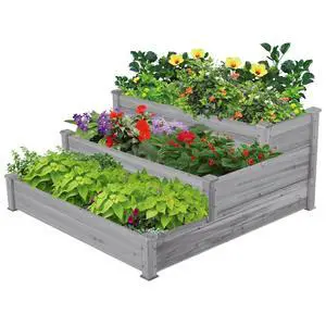 3 Tier 47 x 47 x 22in Raised Garden Bed Horticulture Outdoor Elevated Flower Box Tiered Garden Bed Wooden Vegetables Growing Planter for Backyard/Patio/Gardener, Gray 3 Tier 47 x 47 x 22in Raised Garden Bed Horticulture Outdoor Elevated Flower Box Tiered Garden Bed Wooden Vegetables Growing Planter for Backyard/Patio/Gardener, Gray