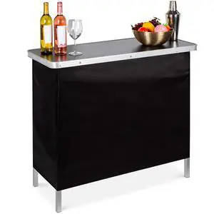 Portable Pop-Up Bar Table for Indoor, Outdoor, Party, Picnic, Tailgate, Entertaining w/Carrying Case, Storage Shelf, Removable Skirt Portable Pop-Up Bar Table for Indoor, Outdoor, Party, Picnic, Tailgate, Entertaining w/Carrying Case, Storage Shelf, Removable Skirt
