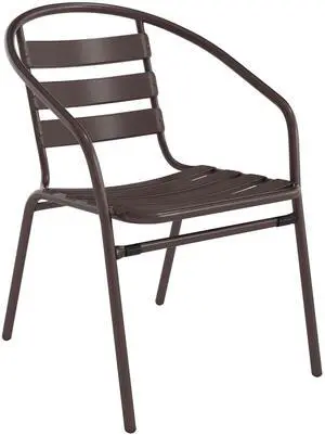 Lila Bronze Metal Restaurant Stack Chair with Metal Slats Lila Bronze Metal Restaurant Stack Chair with Metal Slats