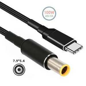 PD Power 100W Type-C USB-C Input to 20V DC 7.9*5.4mm Output Power 20V 5A 65W PD Charge Cable compatible with Laptop PD Power 100W Type-C USB-C Input to 20V DC 7.9*5.4mm Output Power 20V 5A 65W PD Charge Cable compatible with Laptop