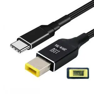 Type-C USB-C 135W to DC Rectangle 11.0*4.5mm Power PD Charge Cable for Thinkpad X1 Legion Y7000P Laptop DC20V 6.25A Type-C USB-C 135W to DC Rectangle 11.0*4.5mm Power PD Charge Cable for Thinkpad X1 Legion Y7000P Laptop DC20V 6.25A