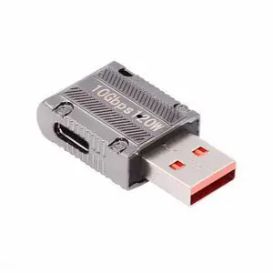 USB-C USB 3.1 Type-C Female to USB 3.0 Type-A Male 90 Degree Left Angled Slim Type 10Gbps Data 120W Power Adapter Mecha Cyberpunk Style USB-C USB 3.1 Type-C Female to USB 3.0 Type-A Male 90 Degree Left Angled Slim Type 10Gbps Data 120W Power Adapter Mecha Cyberpunk Style