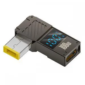 Type-C USB-C Input to Rectangular Jack Smart LED Display 100W Output Power 20V 5A PD Charge 65W Adapter for Thinkpad X1 Legion Y7000P Laptop Type-C USB-C Input to Rectangular Jack Smart LED Display 100W Output Power 20V 5A PD Charge 65W Adapter for Thinkpad X1 Legion Y7000P Laptop