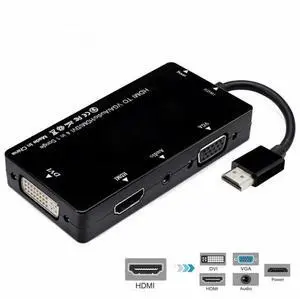 Cablecc HDMI to VGA/Audio/HDMI/DVI 4in1 Dongle Adapter Multiport Splitter Converter For PS3 HDTV PC Monitor Projector HD-115 Cablecc HDMI to VGA/Audio/HDMI/DVI 4in1 Dongle Adapter Multiport Splitter Converter For PS3 HDTV PC Monitor Projector HD-115