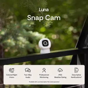 Luna Indoor/Outdoor Camera 2K Security Cameras Wireless Outdoor, Battery Camera w/Solar Panel, Spotlight, 2.4 GHz Wi-Fi, Person/Vehicle Detection, Cloud Storage Luna Indoor/Outdoor Camera 2K Security Cameras Wireless Outdoor, Battery Camera w/Solar Panel, Spotlight, 2.4 GHz Wi-Fi, Person/Vehicle Detection, Cloud Storage