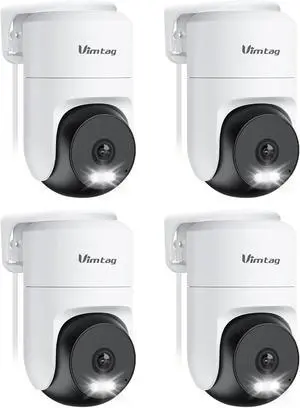 VIMTAG Pan/Tilt Outdoor Security Camera, 2.5K 4MP WiFi Home CCTV Camera, 360° View & Motion Tracking, Color Night Vision, 2-Way Audio, AI Detection Alarm, IP66, Cloud & SD Card Storage, Works w/Alexa VIMTAG Pan/Tilt Outdoor Security Camera, 2.5K 4MP WiFi Home CCTV Camera, 360° View & Motion Tracking, Color Night Vision, 2-Way Audio, AI Detection Alarm, IP66, Cloud & SD Card Storage, Works w/Alexa