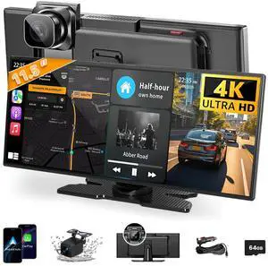 Largest 11.5 inch Wireless CarPlay Screen for Car, A-pple CarPlay & Android Auto HD Touchscreen with 4K Dash Cam/1080P Backup Camera/Navigation/Bluetooth/Voice Control/FM/Mirror Link,for All Vehicles Largest 11.5 inch Wireless CarPlay Screen for Car, A-pple CarPlay & Android Auto HD Touchscreen with 4K Dash Cam/1080P Backup Camera/Navigation/Bluetooth/Voice Control/FM/Mirror Link,for All Vehicles