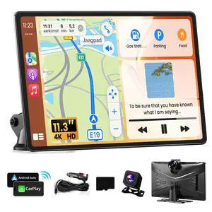Portable Apple Carplay Screen for Car, 11.3" Extra Large Wireless Car Play & Android Auto Screen for Car, Car Stereo with 4K Dash Cam, App View, Backup Camera,GPS,Mirror Link,FM, Voice Control Portable Apple Carplay Screen for Car, 11.3" Extra Large Wireless Car Play & Android Auto Screen for Car, Car Stereo with 4K Dash Cam, App View, Backup Camera,GPS,Mirror Link,FM, Voice Control