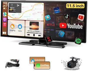 Largest 11.5 inch Wireless CarPlay Screen for Car,Built-in N-etflix/YouTube/TikTok and other apps,A-pple CarPlay & Android Auto screen with1080P Backup Camera/Navigation/Voice Control,for All Vehicles Largest 11.5 inch Wireless CarPlay Screen for Car,Built-in N-etflix/YouTube/TikTok and other apps,A-pple CarPlay & Android Auto screen with1080P Backup Camera/Navigation/Voice Control,for All Vehicles