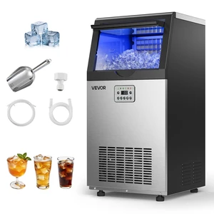 VEVOR Commercial Ice Maker Machine, 100 lbs/24h with 30 lbs Storage Capacity, Built-in/Freestanding/Under Counter, Stainless Steel Ice Maker with LED Display & Self-Cleaning, for Home Bar Restaurant VEVOR Commercial Ice Maker Machine, 100 lbs/24h with 30 lbs Storage Capacity, Built-in/Freestanding/Under Counter, Stainless Steel Ice Maker with LED Display & Self-Cleaning, for Home Bar Restaurant