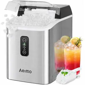 Nugget Ice Maker Countertop, 42lbs/24H Ice Machine with 1.5L Water Tank, Rapid Ice Release in 6 Mins, Self-Cleaning Pebble Ice Maker with Basket and Scoop for Home Office RV and Party, Silver Nugget Ice Maker Countertop, 42lbs/24H Ice Machine with 1.5L Water Tank, Rapid Ice Release in 6 Mins, Self-Cleaning Pebble Ice Maker with Basket and Scoop for Home Office RV and Party, Silver
