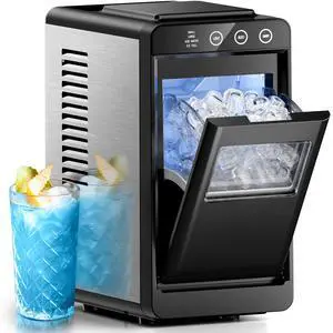 Ice Makers Countertop,26Lbs/24H,8Pcs in 6Mins,Portable Ice Maker Machine with Self-Cleaning,Interior Lighting,2 Sizes of Bullet Ice for Home/Office/Party(Black) Ice Makers Countertop,26Lbs/24H,8Pcs in 6Mins,Portable Ice Maker Machine with Self-Cleaning,Interior Lighting,2 Sizes of Bullet Ice for Home/Office/Party(Black)