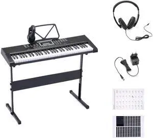 Portable Electric Keyboard Piano with 61 Full Size Keys, Built-in Speakers, Songs for Learning, Digital Piano, Black Portable Electric Keyboard Piano with 61 Full Size Keys, Built-in Speakers, Songs for Learning, Digital Piano, Black