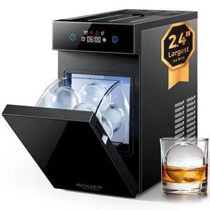 2.4" Clear Ice Ball Maker Countertop Minimal Footprint, Sphere Ice | CrystalFlux Technology, 1 Pcs in 40 Mins, 32 Pcs/Day, 8H Timer, Self-Cleaning | Home Bar Machine Whiskey & Bourbon 2.4" Clear Ice Ball Maker Countertop Minimal Footprint, Sphere Ice | CrystalFlux Technology, 1 Pcs in 40 Mins, 32 Pcs/Day, 8H Timer, Self-Cleaning | Home Bar Machine Whiskey & Bourbon
