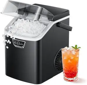 Nugget Ice Maker Countertop with Handle, Ready in 4 Mins, Max 40lbs/24H, Chewable Ice, Self-Cleaning, Portable Sonic Ice Maker with Basket and Scoop, for Home/Party/RV/Camping (Black) Nugget Ice Maker Countertop with Handle, Ready in 4 Mins, Max 40lbs/24H, Chewable Ice, Self-Cleaning, Portable Sonic Ice Maker with Basket and Scoop, for Home/Party/RV/Camping (Black)