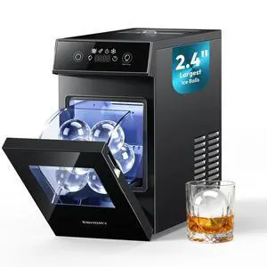 2.4" Ice Ball Maker Countertop, 2Pcs Ready in 60Mins, 48Pcs/Day, 8H Timer, Self-Cleaning Sphere Ice Maker Machine with Crystal Clear Ice, Round Ice Cube Maker for Whiskey & Bourbon 2.4" Ice Ball Maker Countertop, 2Pcs Ready in 60Mins, 48Pcs/Day, 8H Timer, Self-Cleaning Sphere Ice Maker Machine with Crystal Clear Ice, Round Ice Cube Maker for Whiskey & Bourbon