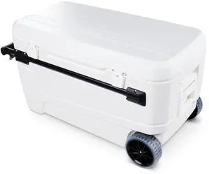 MaxCold Glide Coolers 110 QT, Insulated Portable Rolling Cooler with Soft Ride Wheels, 168 Can Capacity, Leak-Proof, 5-day Ice Retention MaxCold Glide Coolers 110 QT, Insulated Portable Rolling Cooler with Soft Ride Wheels, 168 Can Capacity, Leak-Proof, 5-day Ice Retention